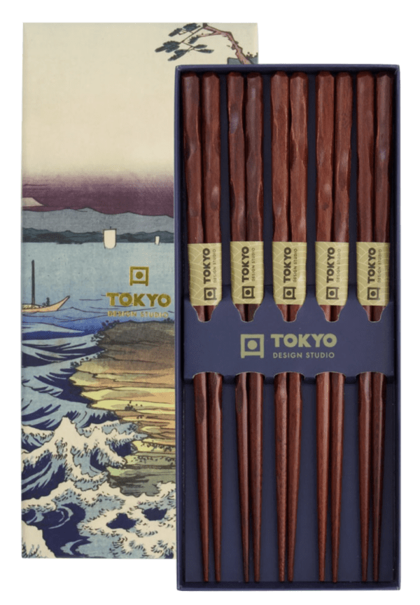 TOKYO DESIGN - SET DE 5 PAIRES DE BAGUETTES TWIST UNI MARRON